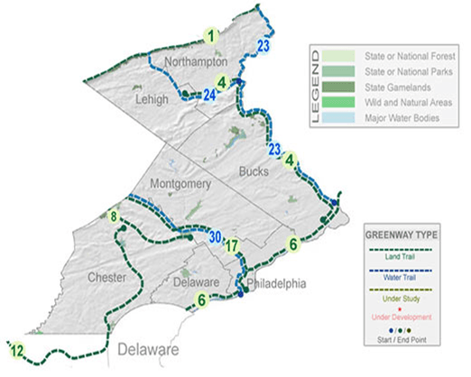 Southeastern Pa Major Greenway Corridors